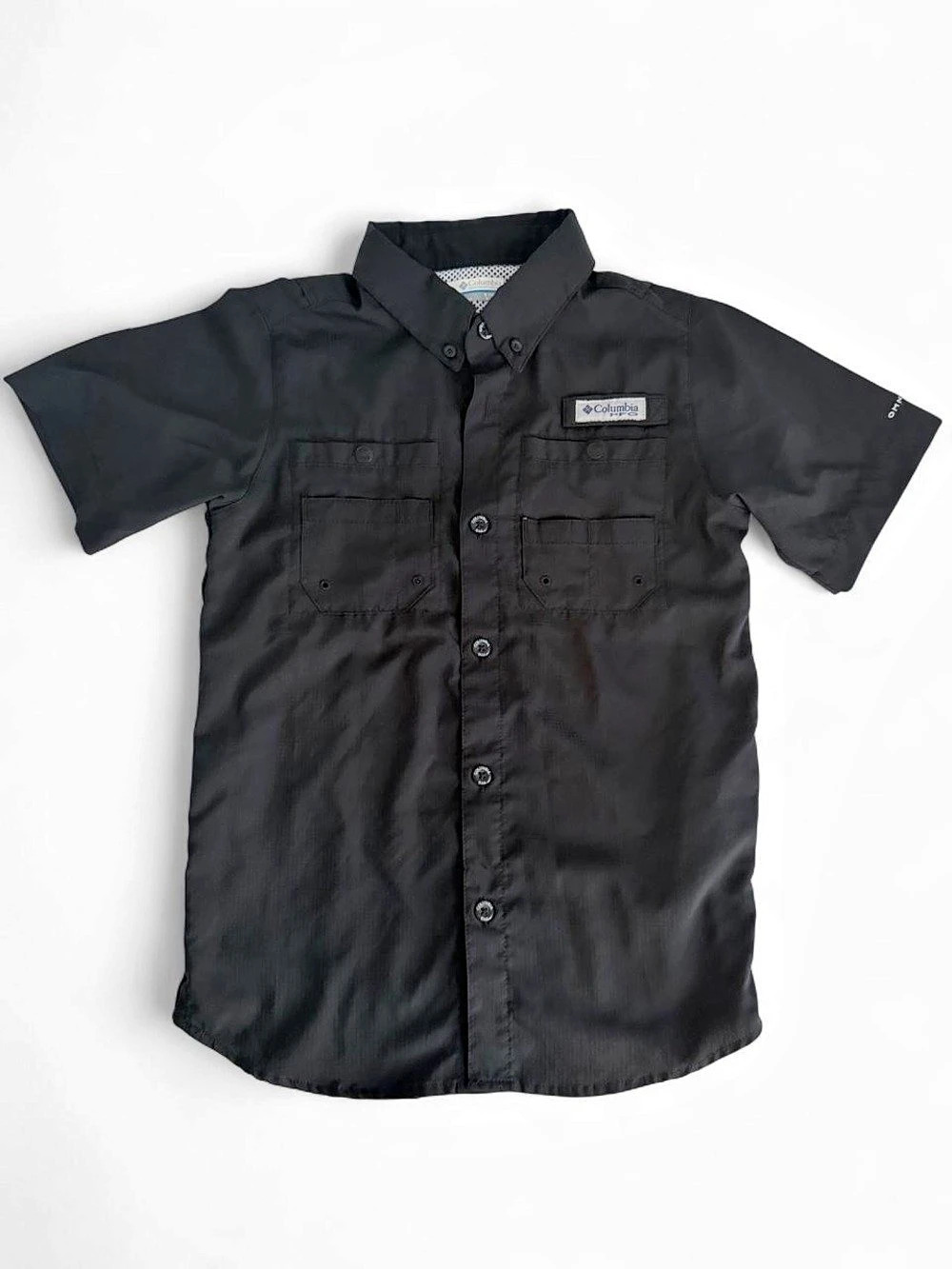 Columbia Boys' PFG Bahama Short Sleeve Shirt Black Medium